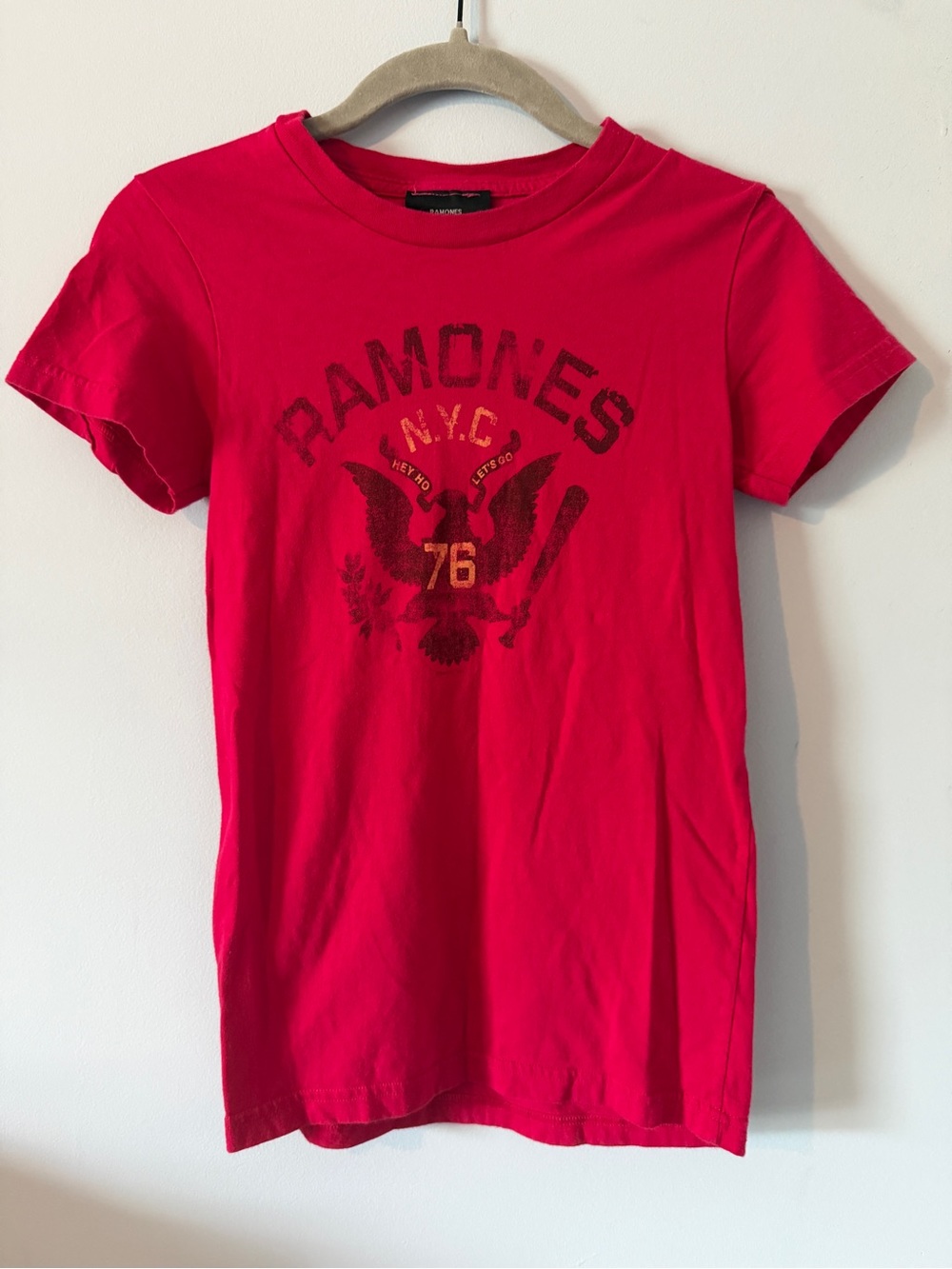 Official Ramones Magenta Short Sleeve Tee w/ Modified Eagle Logo